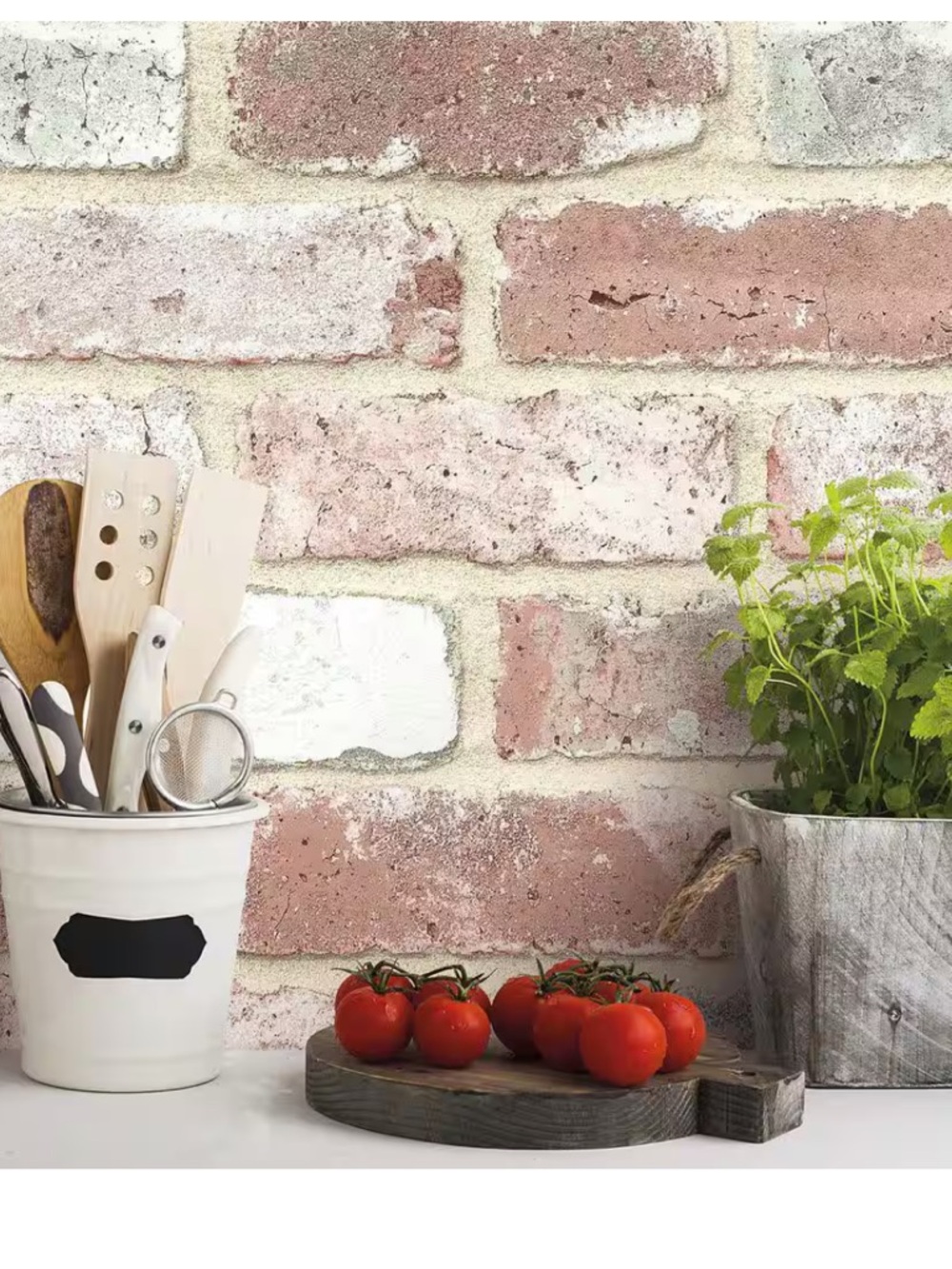 NIB Brown and grey reclaimed brick peel and stick wallpaper by RoomMates Décor